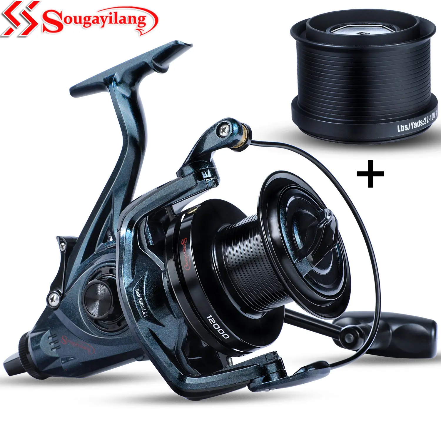 Sougayilang 9000/10000/12000 Series Spinning Reel - Long Cast, 13BB, Dual Brake System, Machined Aluminum Spool, Zinc Alloy Drive, for Offshore & Surf Fishing