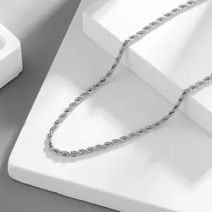 Fashion Minimalist Braided Necklace Stainless Steel Wrapped Chain Necklace Versatile Sweater Chain Jewelry Wholesale