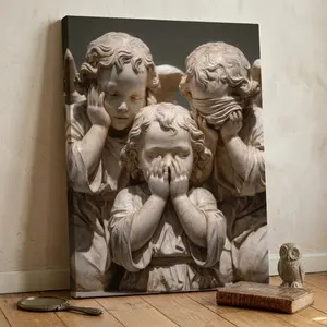 [Sale off up to 40%] [Frame Canvas] Vintage Angel Sculpture Canvas Print, Neoclassical Wall Decor, Neutral Tones Wall Decor, Victorian Style Print, Classic Home Gift