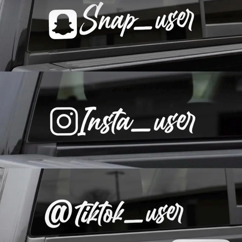 Title: Custom Social Media Window Decal | Personalized Instagram, Snapchat & TikTok Vinyl Sticker | Car Window Decal