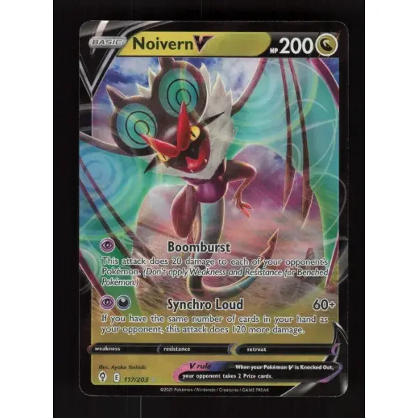 POKEMON TCG AUTHENTIC RAW SINGLES: Noivern V Evolving Skies V Rare 117/203 NM English