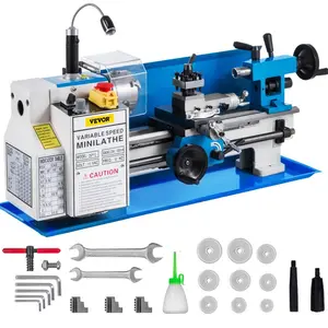 7x12 in Precision Mini Cast Iron Metal Lathe, 550W Variable Speed (50-2500 RPM) Tool with Nylon Gears & Movable Lamp Kit, for Metal Turning, Precision Parts Processing