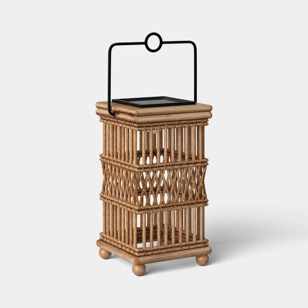 Open Weave Battery/Solar LED Outdoor Lantern - Threshold