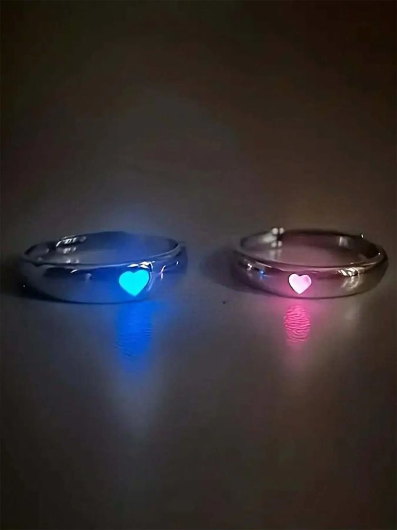 Luminous Love Couple Rings, Luminous Promise Rings, Adjustable Couple Rings, Stackable Rings, Ring Set, Suitable for Couples, Wedding Anniversary, Christmas, Valentine's Day Gifts, Wedding Promise Gifts to Light Up Romantic Night, Gift Jewelry