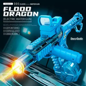 New Flood Dragon Automatic Electric WaterGun IP67 Waterproof, with Large Capacity Powerful Spray Super LongShooting & Lighting Function USB Charging CableDurable FlameSpray ,Gift for Adults & Children Outdoor SummerParty Swimming Pool Toyfor