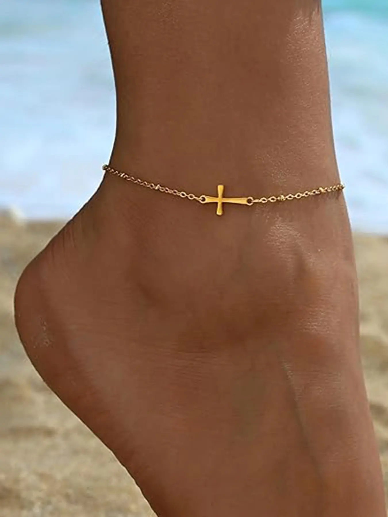 Stylish & Minimalist Silver and Gold Adjustable Pull-Tie Anklet for Women — A Versatile Accessory with Adjustable fit for Everyday Wear, Holidays. Waterproof Design Beach Jewelry, Foot Jewelry; an Ideal Gift for Easter or Graduation Season