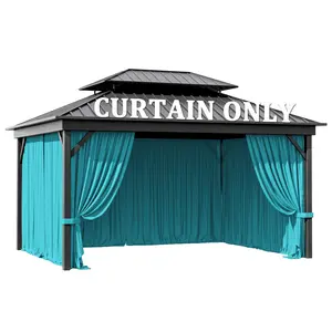 Curtains Only – 10x13 FT Outdoor Gazebo Replacement Curtains, Waterproof, 4-Panel Privacy Sidewalls with Hanging Rings & Double Zipper, Frame Not Included, Patio Backyard