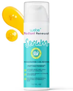Webe Naturals Radiant Renewal Snail Mucin Serum 1.7oz  Liposomal Retinol, Vitamin C, Zinc PCA & 4 Peptides for Brighter, Firmer, Smoother Skin | Anti Aging Formula with Niacinamide to Reduce Fine Lines & Boost Collagen | Luxury Glow Treatment