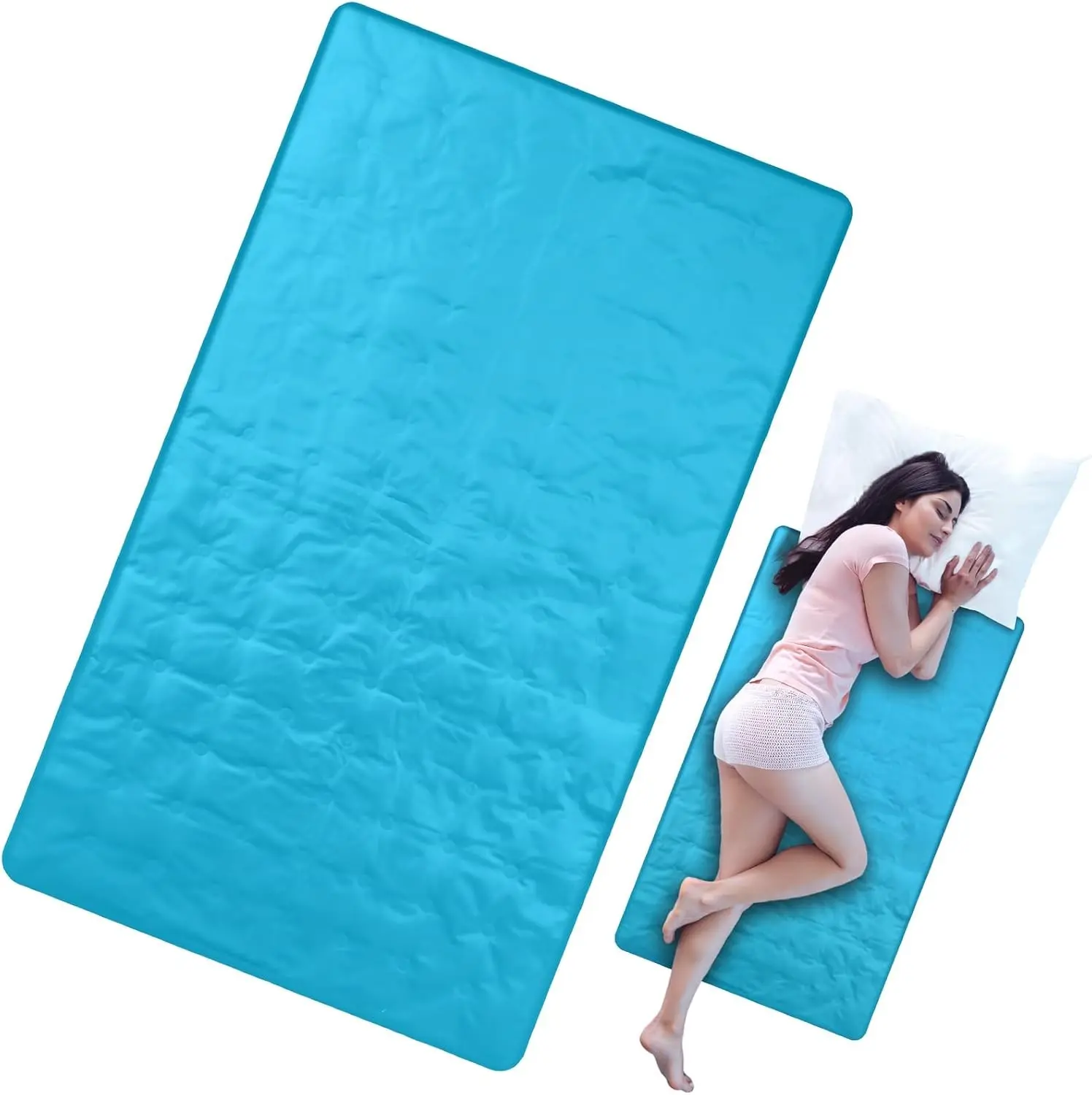 Cooling Pad Mat for Bed Cooling Mattress Pad Gel for Sleep, Summer Hot Flashes, Adult, Pets, No Water or Electricity Required Plain 48 x 28 Inch Light Blue