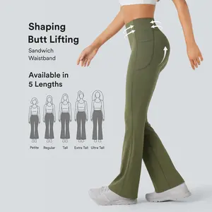Halara UltraSculpt High Waisted Scrunch Butt Lifting Tummy Control Pocket Shaping Yoga Bootcut Leggings #summervibes