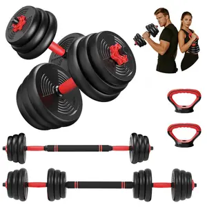 RELIFE REBUILD YOUR LIFE Adjustable Dumbbell Set, 6-in-1 Multifunctional Weights for Home Gym, Includes Barbell, Kettlebell, and Push-up Stands for Muscle Training, Muscle Training Equipment