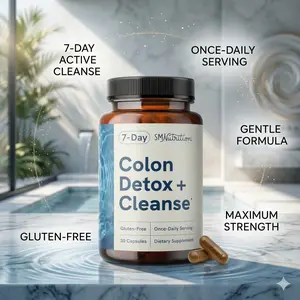 Colon Cleanse & Detox 7-Day Fast Acting Detox for Bloating Relief & Constipation with Probiotics Gluten-Free 30Ct Healthcare Supplement