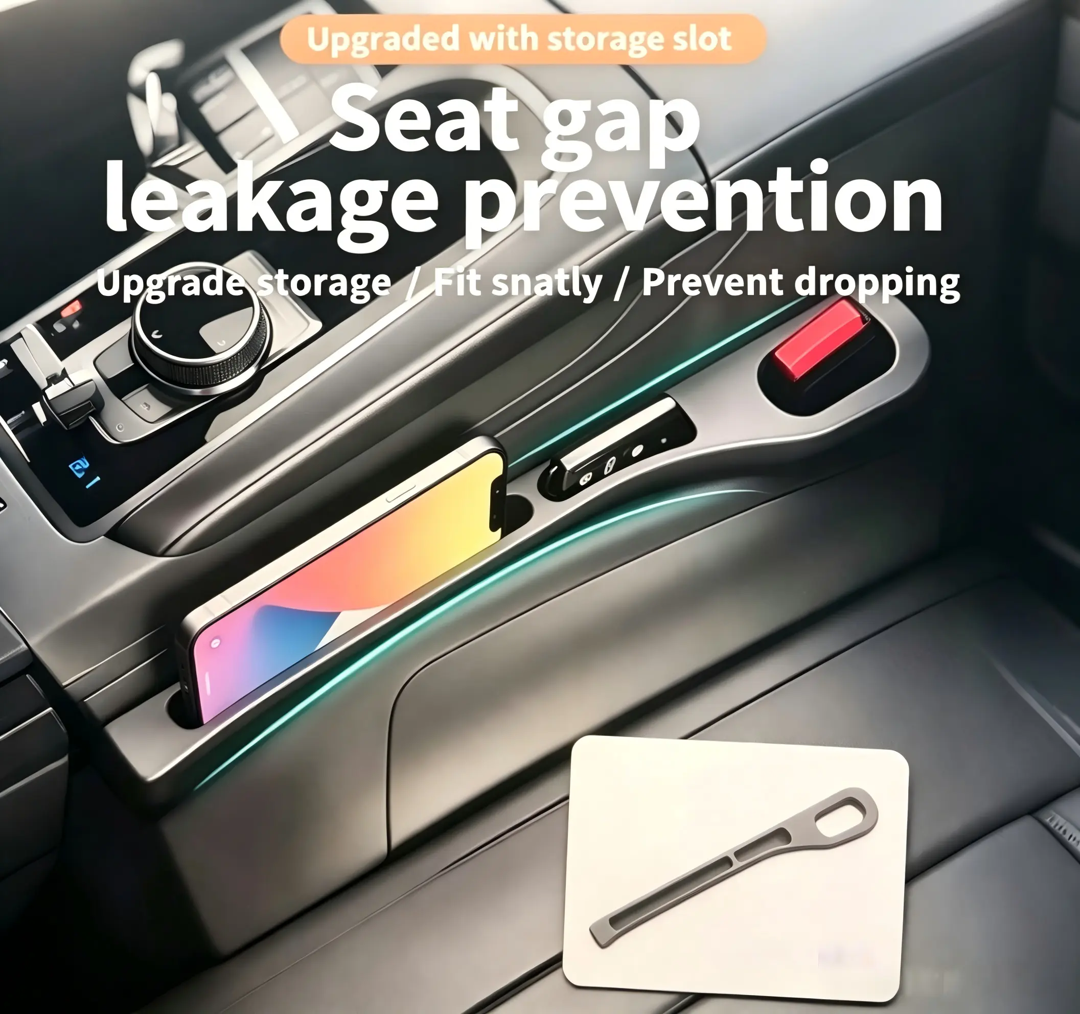 【DealsForYouDays】PU Leather Car Seat Side Filler Clip, Phone-Key-Ticket Holder, Console Organizer, Car Interior Accessory for Stowing & Tidying, Seat Clip