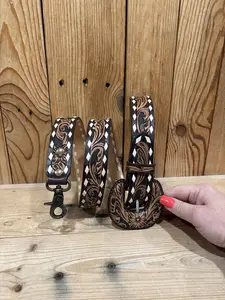 Adjustable Tooled Leather Purse Strap!