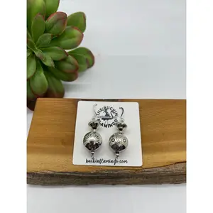 Handmade Navajo Pearl Canteen Bead Dangle Earrings by Sophia Becenti, Navajo