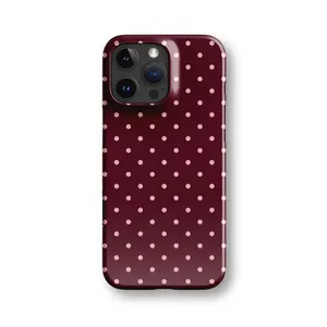 Burgundy Polka Dot Phone Case, Cute Preppy 90s Retro Aesthetic Phone 16