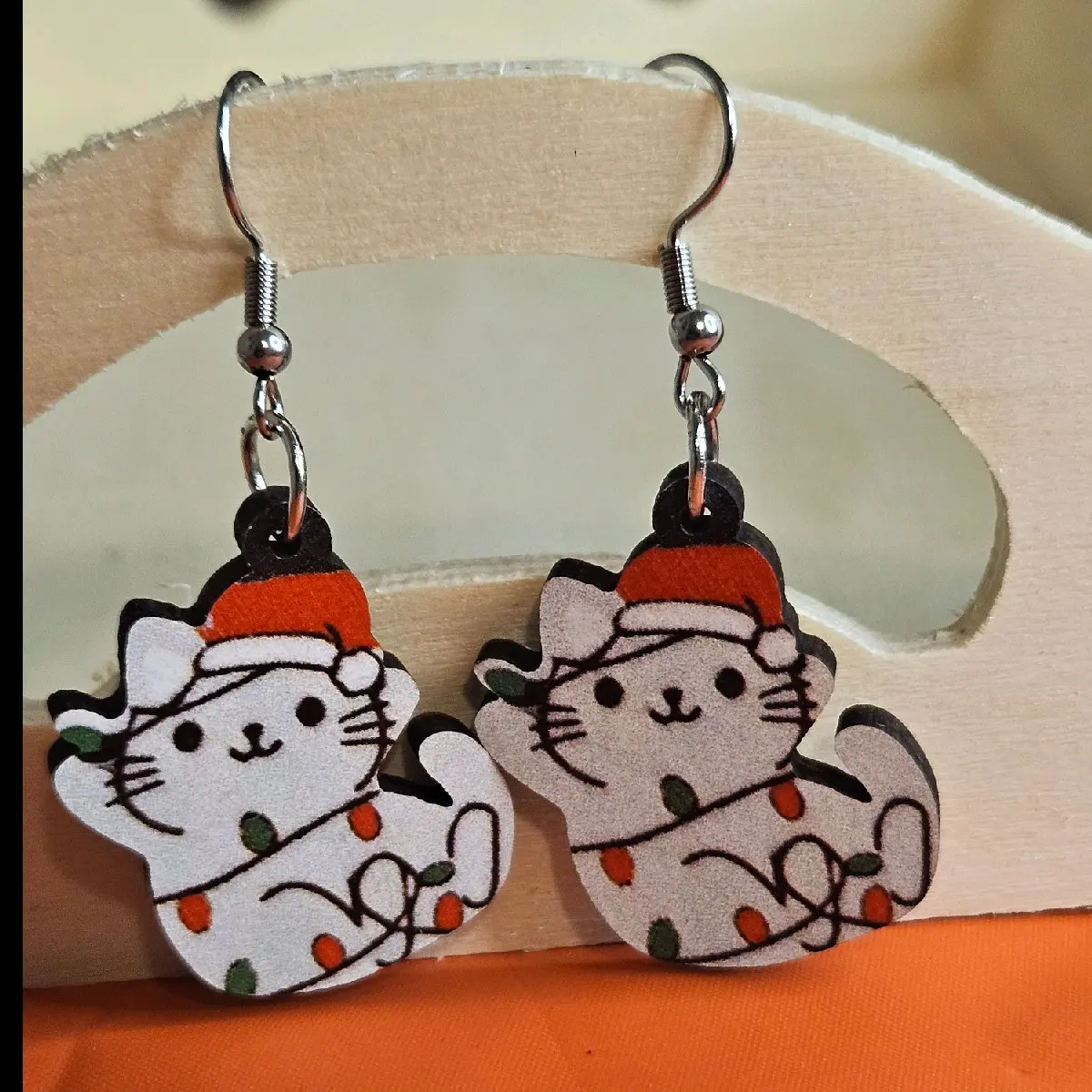 Cat Christmas Earrings
