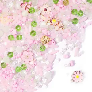 B501]Tiny Lotus Blossom DIY Beads DIY Charms Set