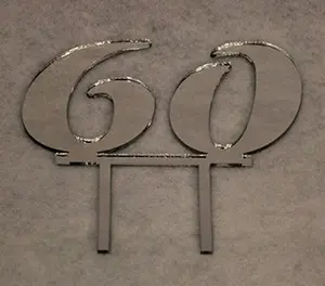 Birthday Cake Toppers - 1/8 Inch Acrylic - Assorted Colors (60, Silver-One Sided)