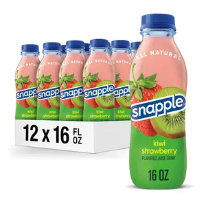 Snapple Kiwi Strawberry Juice Drink, 16 Fl Oz Recycled Plastic Bottle, Pack Of 12, All Natural, No Artificial Flavors Or Sweeteners, Contains 3% Real Juice Beverage