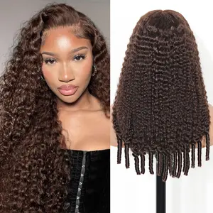 250% Density Full 13x6 Lace Frontal Burmese Curly Chocolate Brown Glueless Wig Real Ear To Ear With Invisi Draw-string Wig
