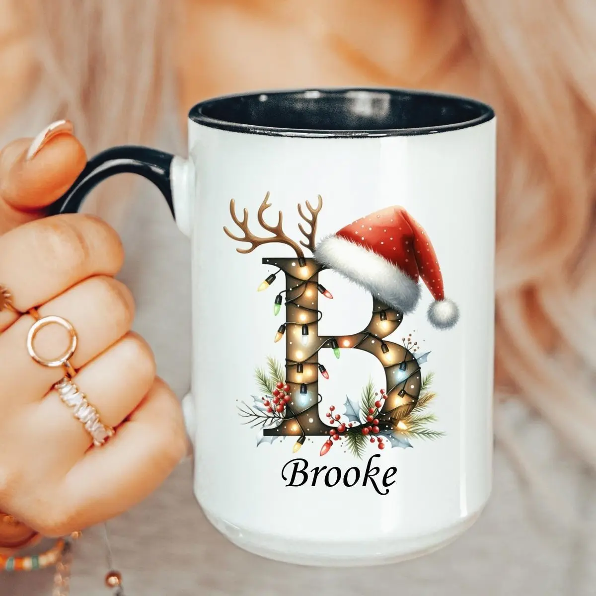 Custom Name Mug, Personalized Christmas Coffee Mug, Monogram Drinkware, Hot Chocolate Cup, 11 15oz Ceramic Cup, Secret Santa Gift for Family, Friends, Children