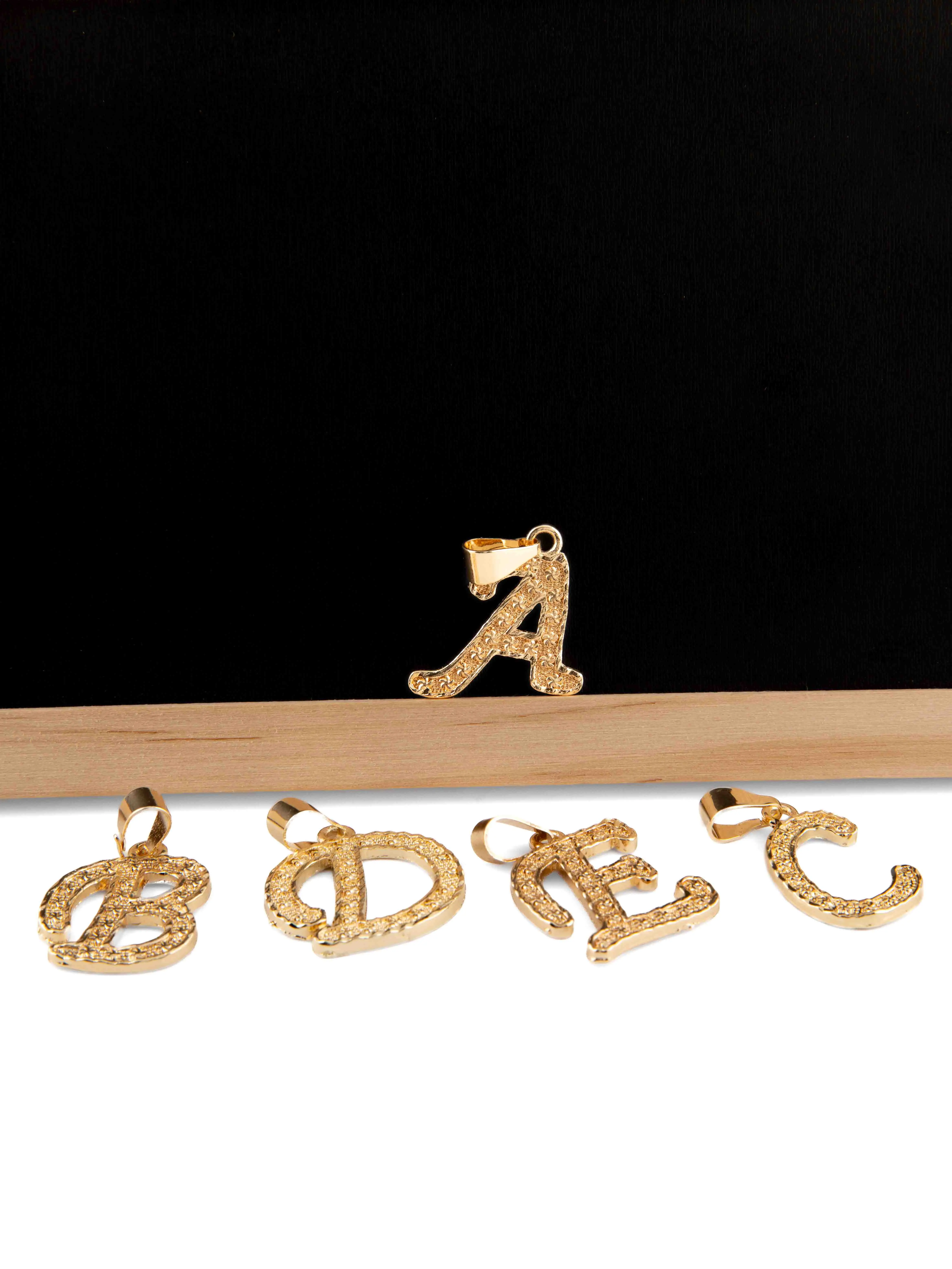 Gold Plated Nugget Letter Pendant Available in A B C D E Personalized Initial Charm for Jewelry Making Only Pendant