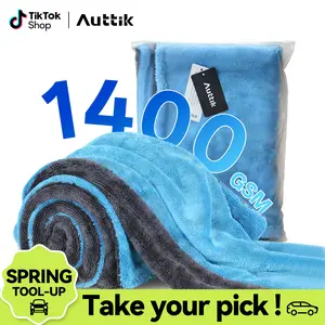 AUTTIK Full-sized 1400GSM Twisted Loop Microfiber Drying Towel - Dual-Sided Super Absorbent Car Wash Cloth, Scratch-Free Finish & Quick Dry for Auto Detailing