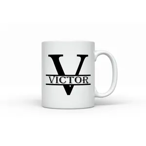 Cup Dynasty Personalized Monogram Coffee Mug, Initial Letter, Customized for Women Men Girls Boys Dads Moms Friends (V)