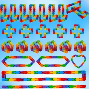60 Pack Tracks Fidget Toys Bulk, Snap and Click Fidgets for Kids, Birthday Party Favors & Goodie Bag Stuffers, Classroom Treasure Box Prizes & Rewards, Graduation Gifts