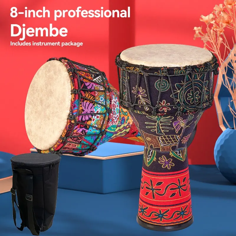 8.5 Inch djembe with Bag, Professional Hand Drum for Adults, Stage Performance Instrument, Percussion Instrument, Birthday Gift, Beginner Friendly, Durable Design
