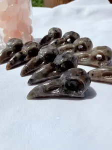 Yooperlite Bird Skull Statue with Matte Texture, Unique Natural Crystal Animal Figurine, Pocket Decor & Healing, Ideal Gift for Anniversary