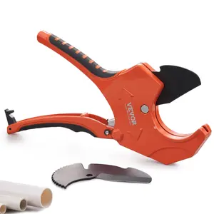 【Summervibes】VEVOR PVC Pipe Cutter, 0-2-1/2" O.D. Ratcheting PVC Pipe Cutter, Heavy Duty Tube Cutting Tool with Spare SK5 Blade for PVC, CPVC, PP-R, PEX, PE, Rubber Hoses