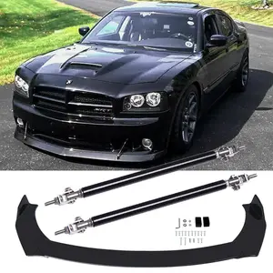 Front Bumper Lip Spoiler Splitter + Strut Rods For Dodge Charger Challenger SRT