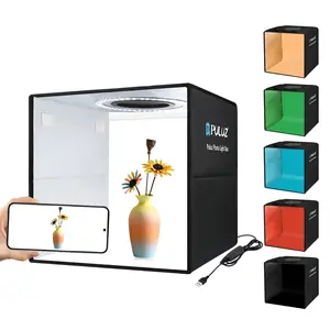 PULUZ 30cm Folding Ring Light Photo Lighting Studio Shooting Tent Box Kit with  Black / White / Orange / Red / Green / Blue Backdrops, Unfold Size: 30cm x 30cm x 30cm(Black)
