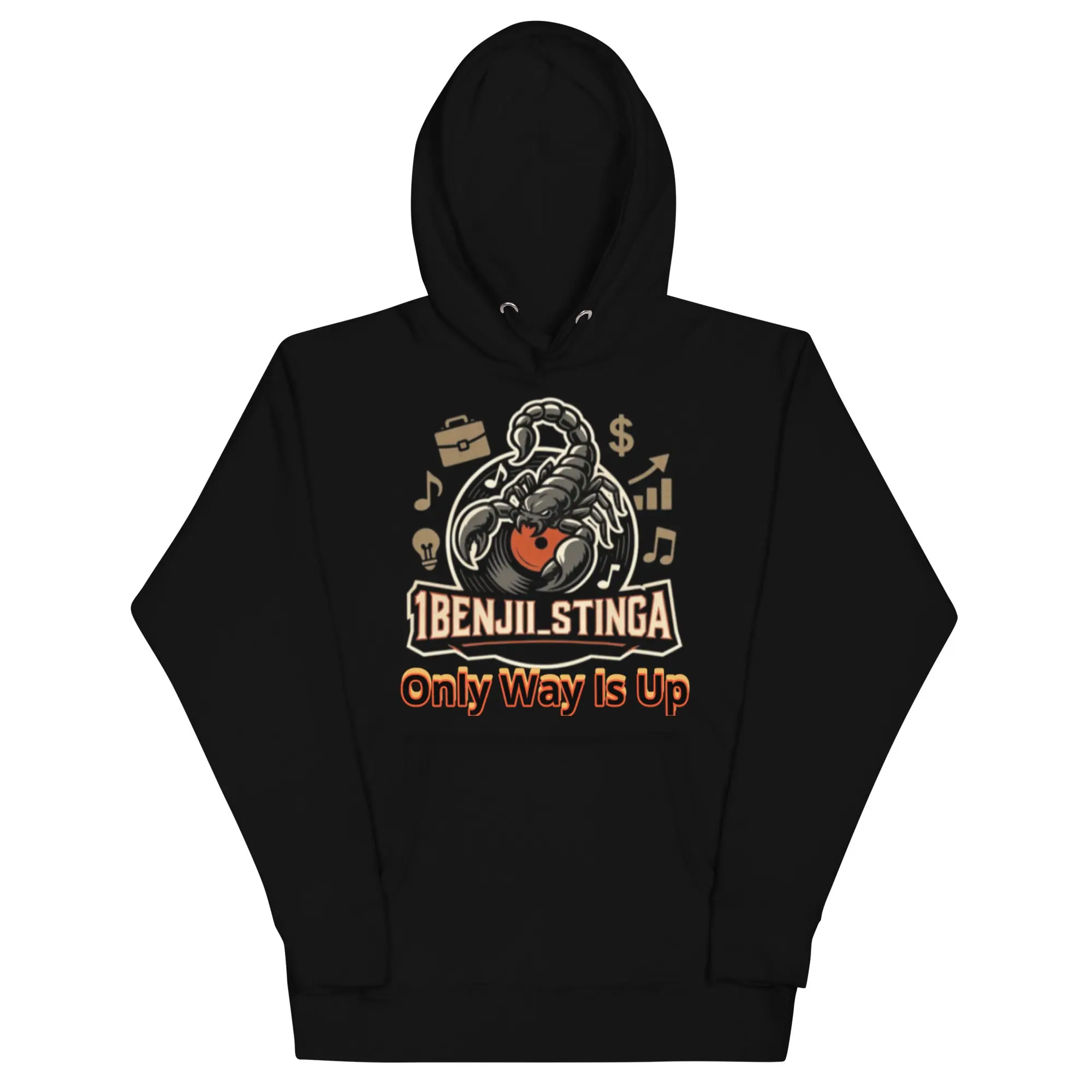 1Benjii Official Unisex Long-Sleeve Hoodie Sweatshirt - Men's Casual Tops, Premium Polyester-Cotton Fleece Fabric, Stylish Unique Prints, Easy Matching