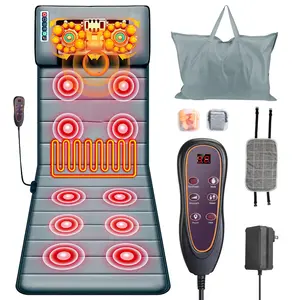 Full Body Massager Mat with Shiatsu Neck Massager, 3D Lumbar Traction &, Back Heating, 10 Vibration Motors, Full Body Massager for Neck Back Waist Hip Leg, (With Storage Bag), Massager Gift for Mom/Dad/Women/Men