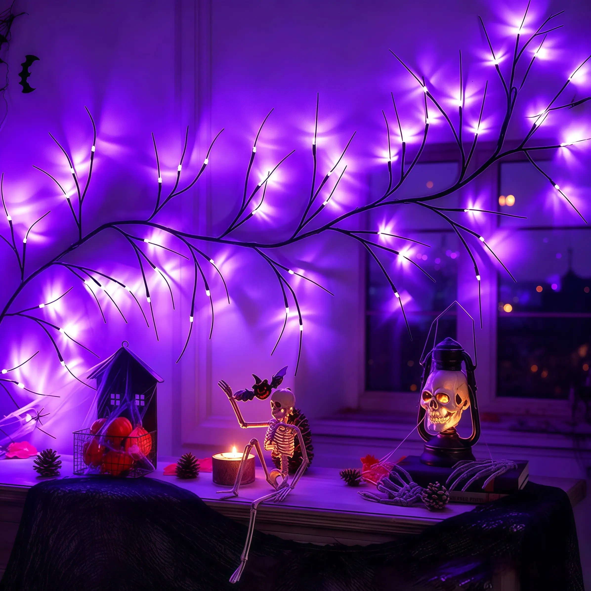 54led Halloween Decorative Cool Lights, 1.8m USB Plug, 8 Flash Modes, Horror Theme, Festive Decoration, Party Decor, Party Lighting Decoration, Perfect for Home Parties, Halloween, Easter, Thanksgiving