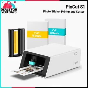 Liene PixCut S1 All-in-One Photo Sticker Printer & Cutting Machine - Bluetooth Thermal Dye-Sublimation Sticker Maker for DIY Crafts & Personalized Gifts, 300 DPI Prints, AI Auto-Cutting, Smart Design App with AI Creation Tools,DealsforYouDays,SummerWins