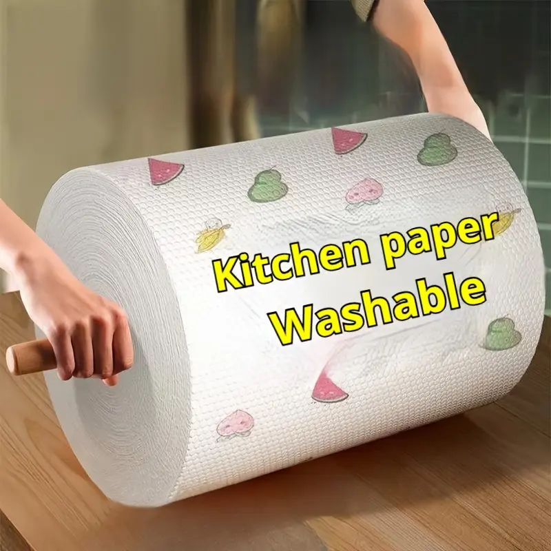 200PCS/1 Roll Disposable Wet and Dry Dual-use Lazy Rag, Non-stick Oil ...
