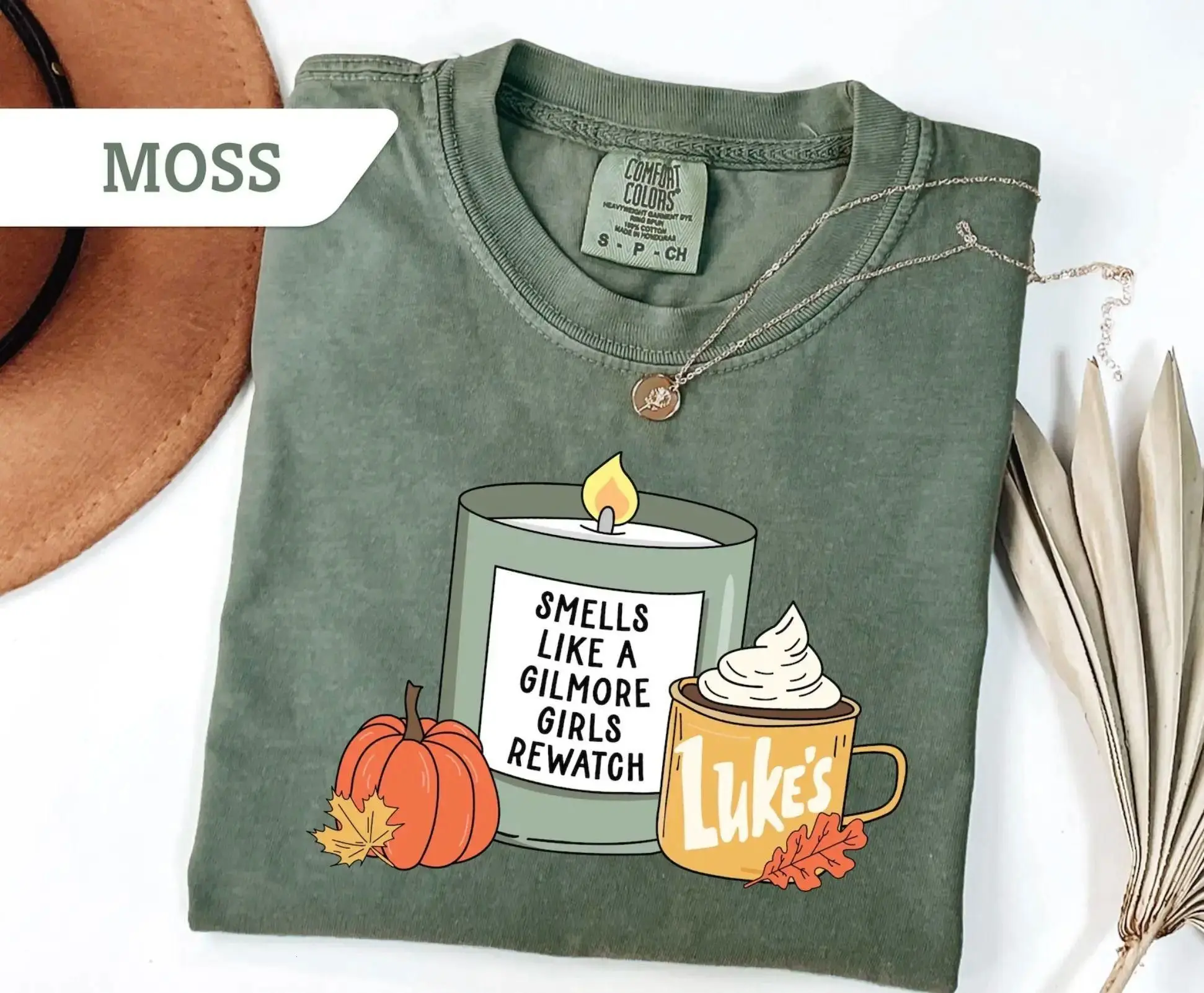 Comfort Colors Smells Like A Gilmore Girls Rewatch Shirt, Luke's Coffee Mug Tee, Cozy Fall Pumpkin Graphic T-shirt For Fans, Apparel Made In The USA...