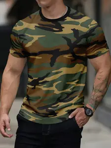Vintage Army Camo Fitted T-Shirt - Classic Military Style Men's Casual Tee