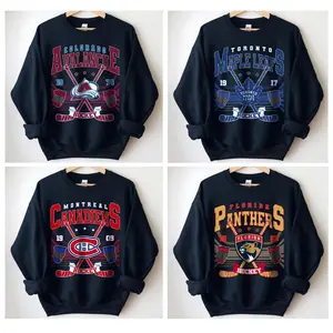 Gildan Black Color All Hockey Teams Crewneck, Vintage All Hockey Teams, USA Hockey Season Sweatshirt, Hockey Retro Gift Shirt