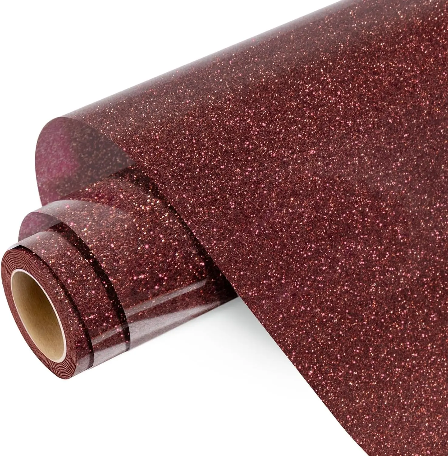 Maroon Glitter Heat Transfer Vinyl Roll, Holographic Glitter Wine Red HTV Vinyls, 10" x5ft Sparkle Dark Red Burgundy Iron on Vinyl for Heat Vinyl Design, Shirts, Easy to Cut & Transfer