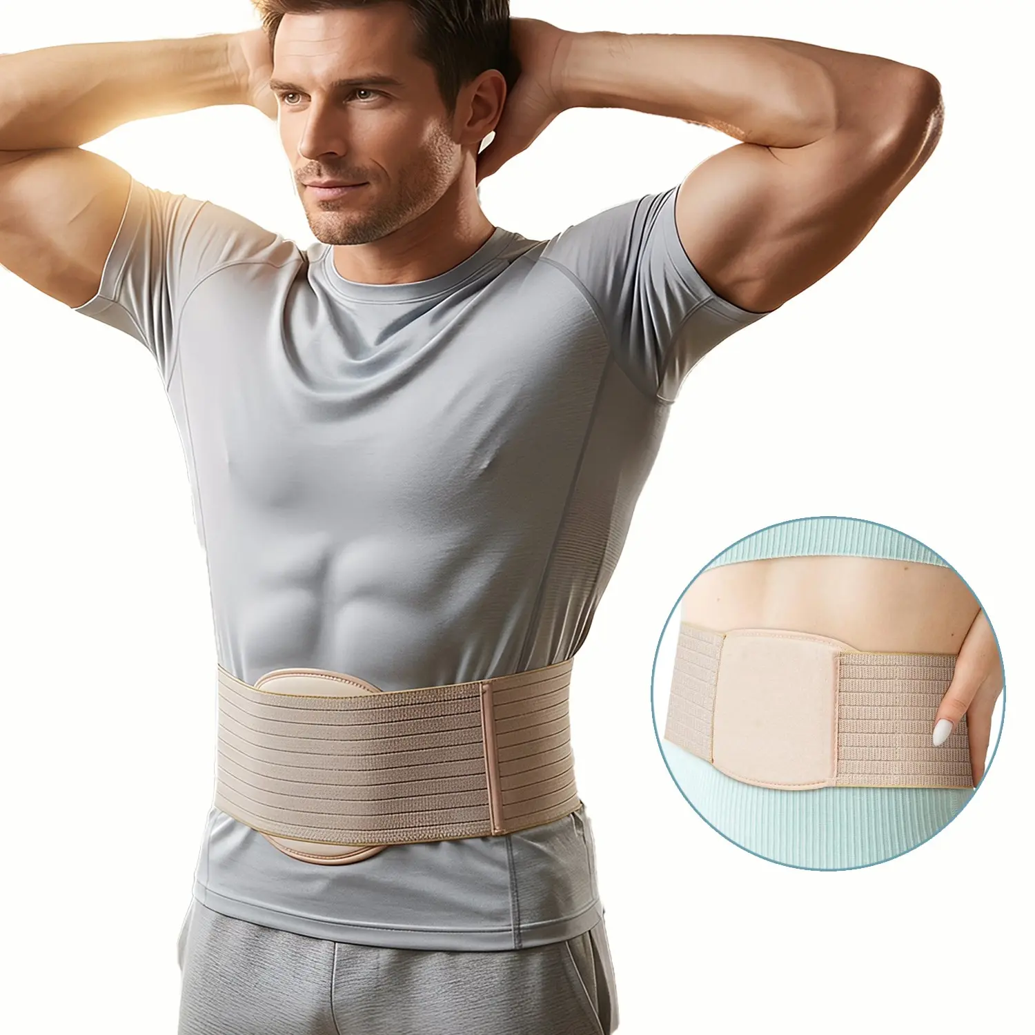 Umbilical Hernia Belt, Abdominal Support Binder with Compression Pad, Adjustable Waist Wrap, Stomach Wrap, Abdominal Repair Belt, for Navel Ventral Epigastric Incisional Belly Button Hernias