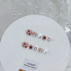 Kids Nail Collection②-Child Handmade Press-On Nails-3D Charm Design-Acrylic Children Nails-Boutique Press On Nails Kit-Reusable Salon-Quality Handmade Nails-Durable Nails Art-Easy Removable Nails-Easy Apply-3D Acrylic Fake Nails-Fashion False Nails