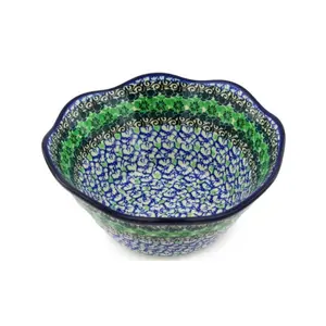 Ceramika Artystyczna Polish Pottery, Kiwi Flower, Scalloped Bowl