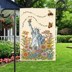 S^btle Anti Tr^mp Floral Garden Flag Anti Tr^mp Flower Design Yard Banner Anti Maga Democrat Garden Sign Gift Id-0129-qe4h