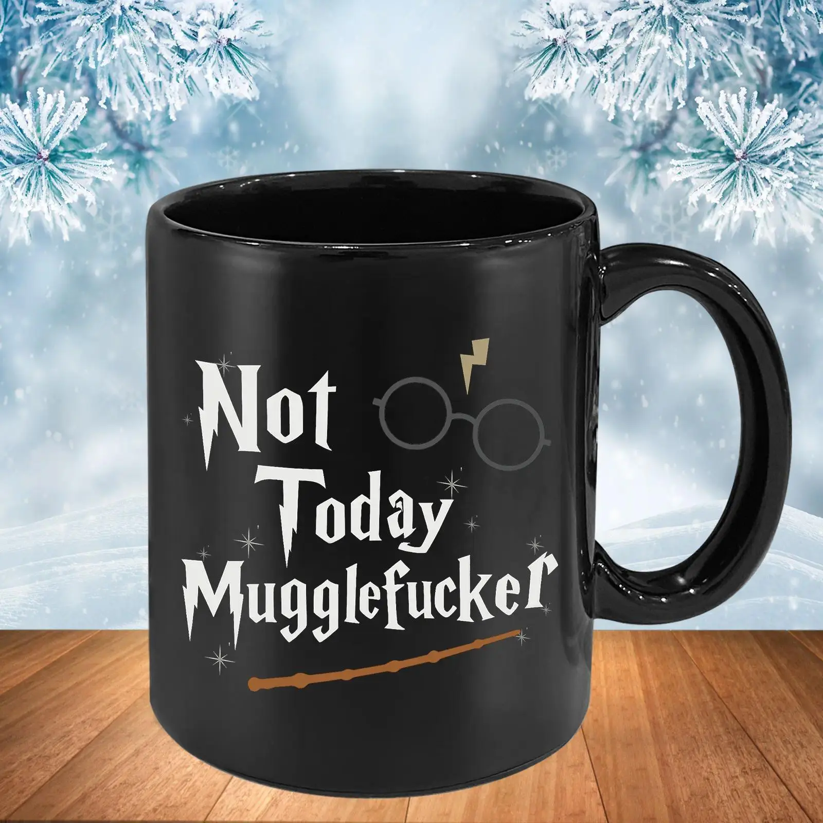 11oz Ceramic Wizard Themed Coffee Mug - "Not Today" Design, Heat Resistant, Microwave & Dishwasher Safe, Durable Stylish Kitchen Drinkware for Wizarding Fans, Microwave Safe