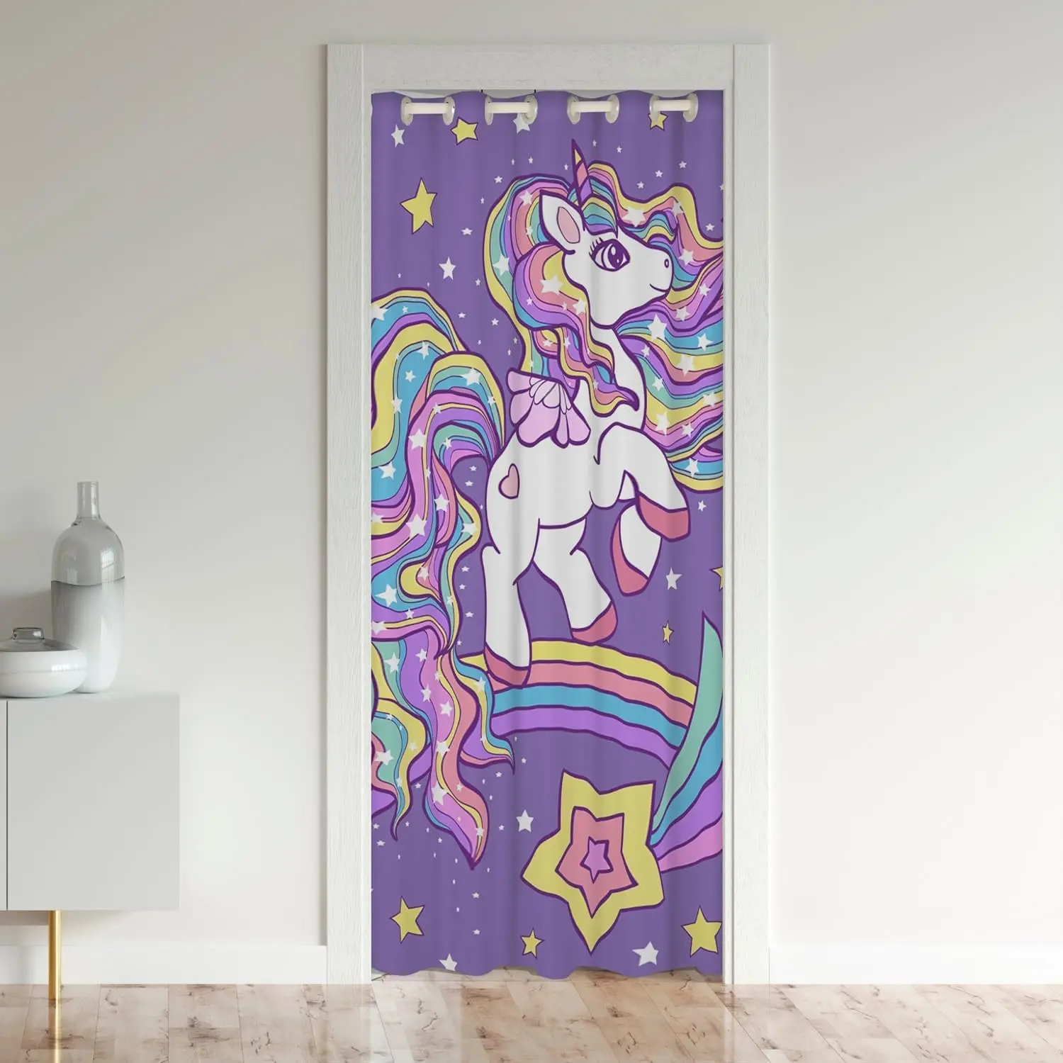 Feelyou Cute Unicorn Grommet Curtain, 34"x80" 30%-50% Blackout Thermal Insulated Curtain, Room Decor Door & Closet Cover, Functional Room Divider, Grommet Curtains